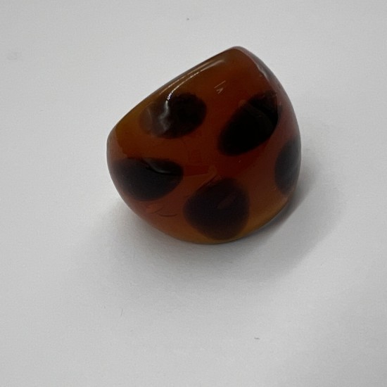 Red And Black Spotted Glass Ring