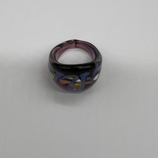 Black Purple And Blue Snake Pattern Glass Ring Black Purple And Blue Snake Pattern Glass Ring