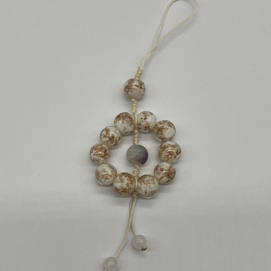 Yellow And White Mixed Color Beaded Glass Phone Cord Yellow And White Mixed Color Beaded Glass Phone Cord
