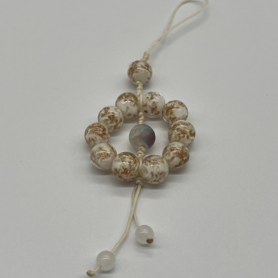 Yellow And White Mixed Color Beaded Glass Phone Cord Yellow And White Mixed Color Beaded Glass Phone Cord