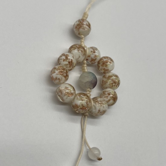 Yellow And White Mixed Color Beaded Glass Phone Cord Yellow And White Mixed Color Beaded Glass Phone Cord