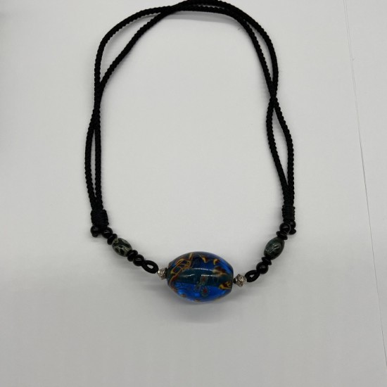 Blue beads and glass necklace Blue beads and glass necklace