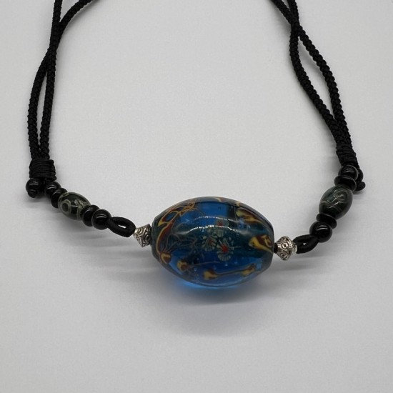 Blue beads and glass necklace Blue beads and glass necklace