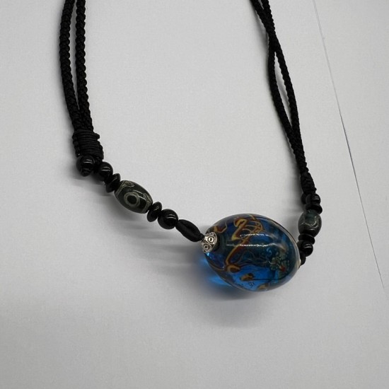 Blue beads and glass necklace Blue beads and glass necklace