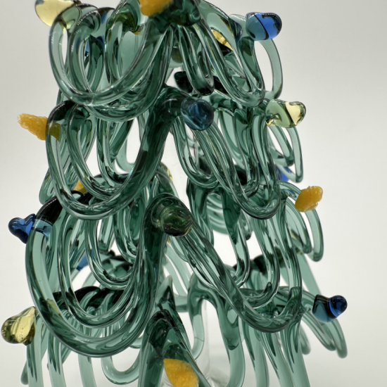 Ribbon Christmas Tree Coloured Glaze Decoration