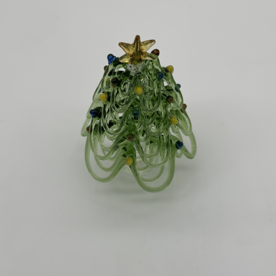 Ribbon Christmas Tree Coloured Glaze Decoration