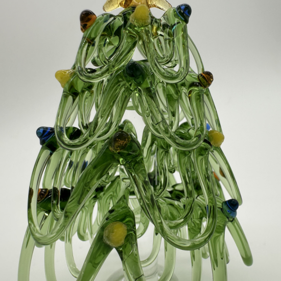 Ribbon Christmas Tree Coloured Glaze Decoration