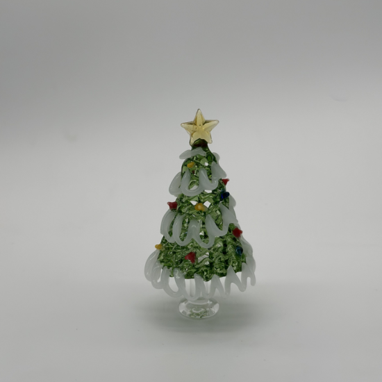 Medium White Edge Cedar Christmas Tree Coloured Glaze Decoration Medium White Edge Cedar Christmas Tree Coloured Glaze Decoration