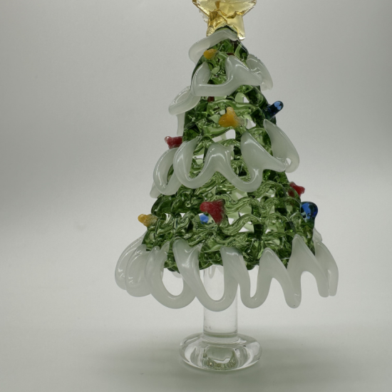 Medium White Edge Cedar Christmas Tree Coloured Glaze Decoration Medium White Edge Cedar Christmas Tree Coloured Glaze Decoration