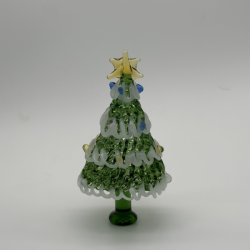 White Edged Cedar Solid Tree Coloured Glaze Decoration